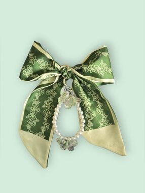 Bag Scarf And Butterfly With Pearl Keychain/Bag Charm-NIP